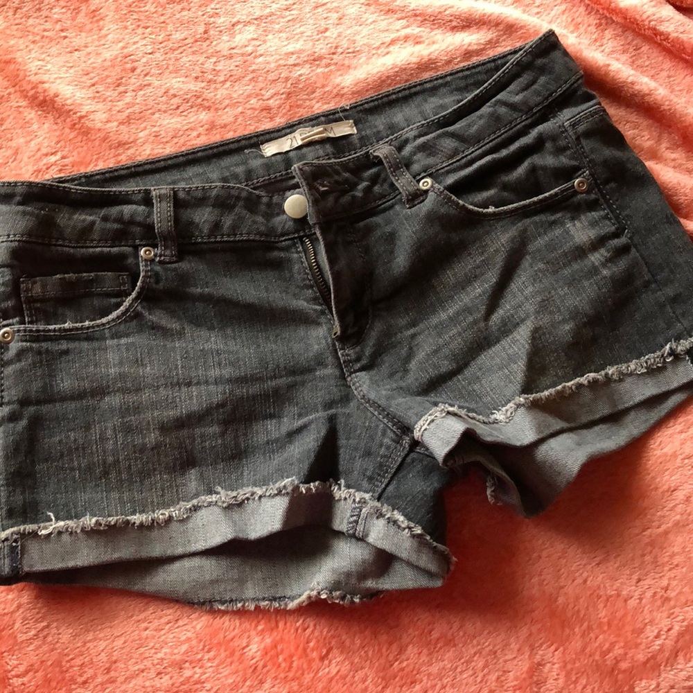 Gray denim shorts